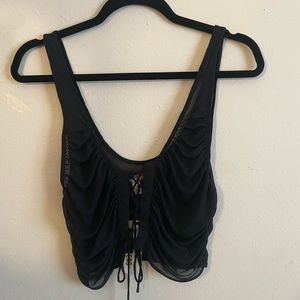 UO ruched lace up tank top